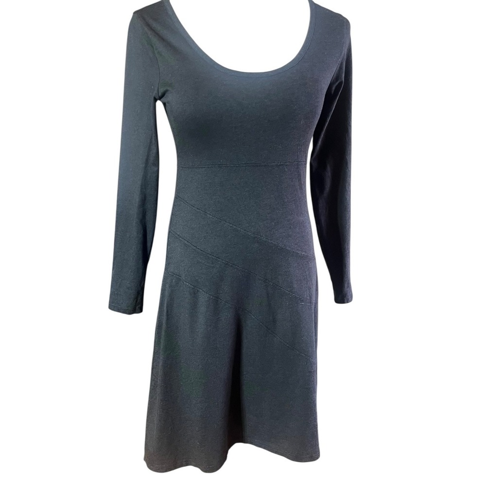 Toad&Co Facette Dress‎ Womens XS Black Organic Cotton Tencel Long Sleeve